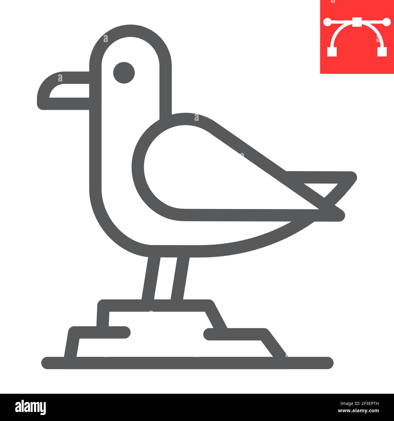 Icône de ligne de mouette, goéland et hareng, icône de vecteur de mouette, graphiques de vecteur, signe de contour de trait modifiable, eps 10. Illustration de Vecteur