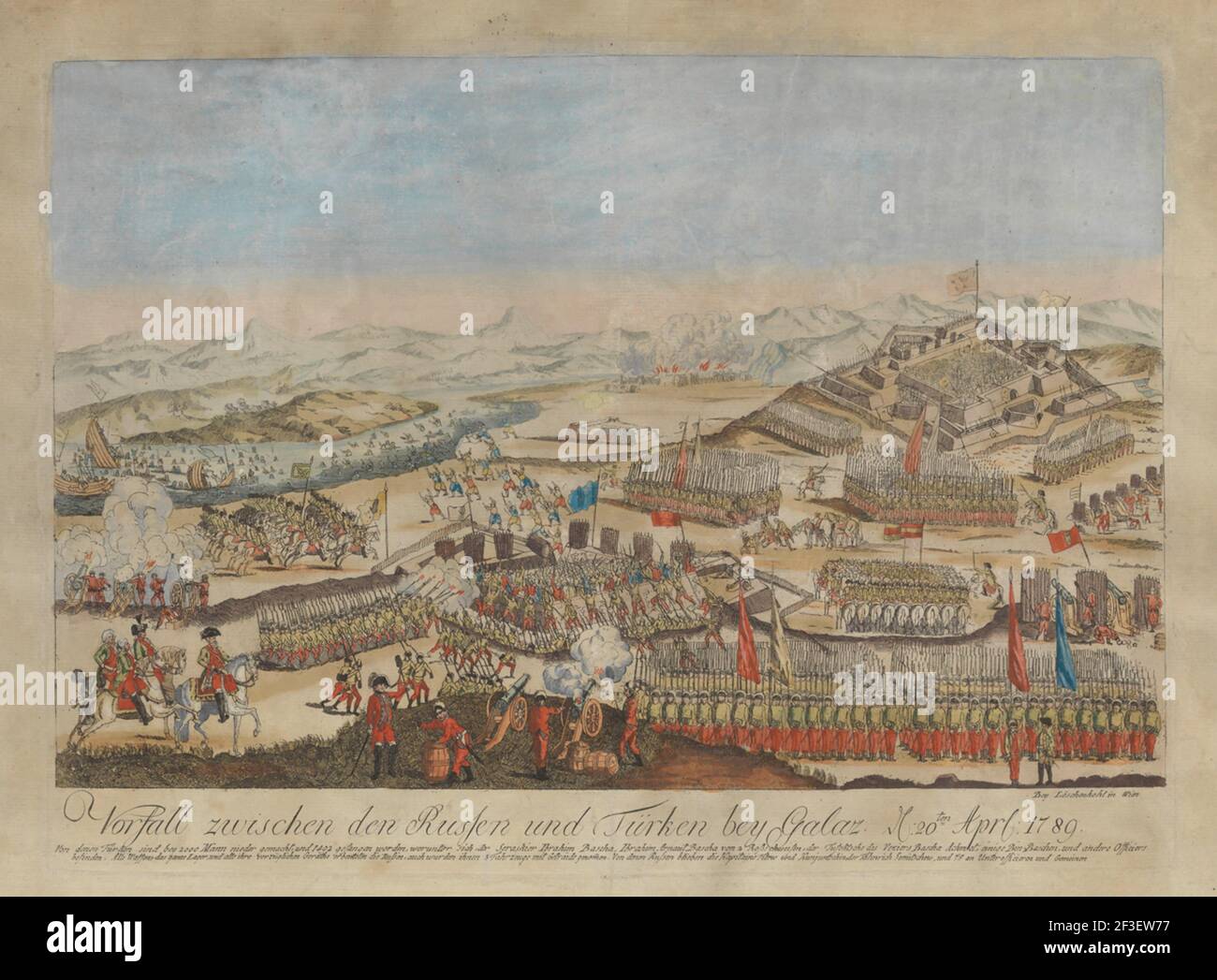 Incident entre les armées russe et ottomane à Galati le 20 avril 1789, 1789. Collection privée. Banque D'Images