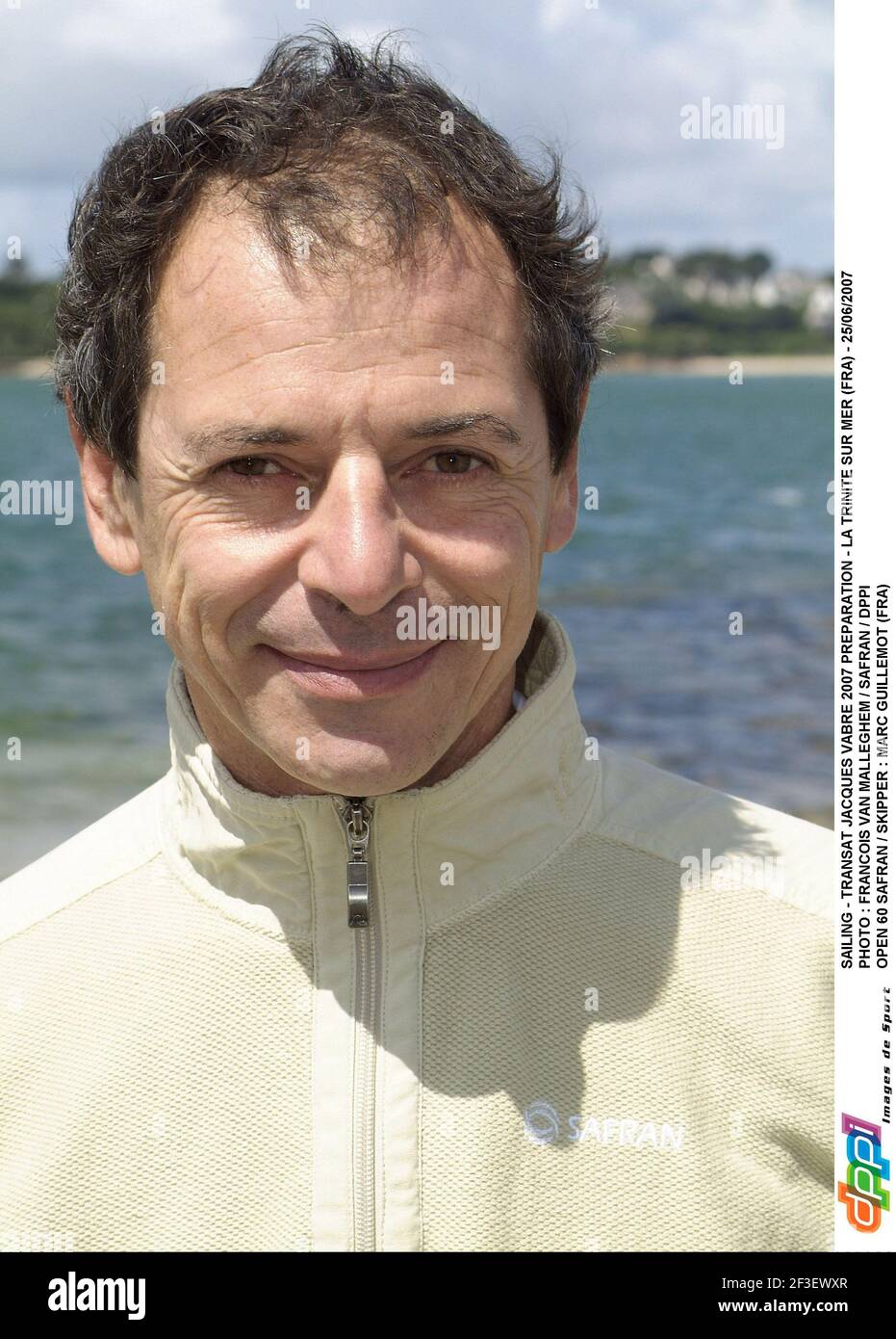 VOILE - TRANSAT JACQUES VABRE 2007 PREPARATION - LA TRINITE SUR MER (FRA) - 25/06/2007 PHOTO : FRANÇOIS VAN MALLEGHEM / SAFRAN / DPPI OPEN 60 SAFRAN / SKIPPER : MARC GUILLEMOT (FRA) Banque D'Images