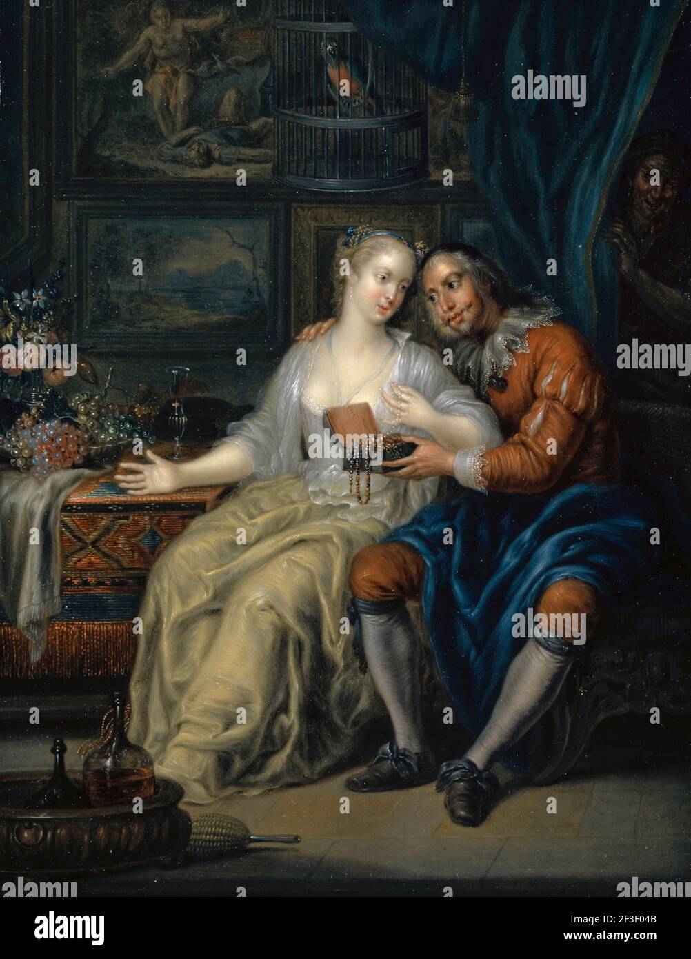 Couple avec Matchmaker, c. 1750. Trouvé dans la collection du Musée d'Art de Bâle. Banque D'Images