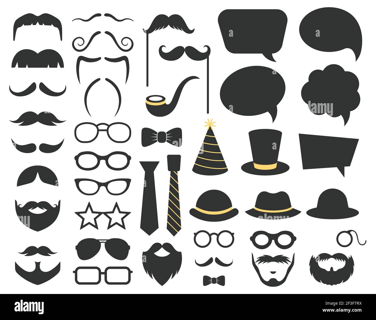 Accessoires de stand de photo de la fête des pères. Bulle de discours, moustaches, lunettes et accessoires de barbe. Joyeux fête des pères photo accessoires décorations vecteur Illustration de Vecteur