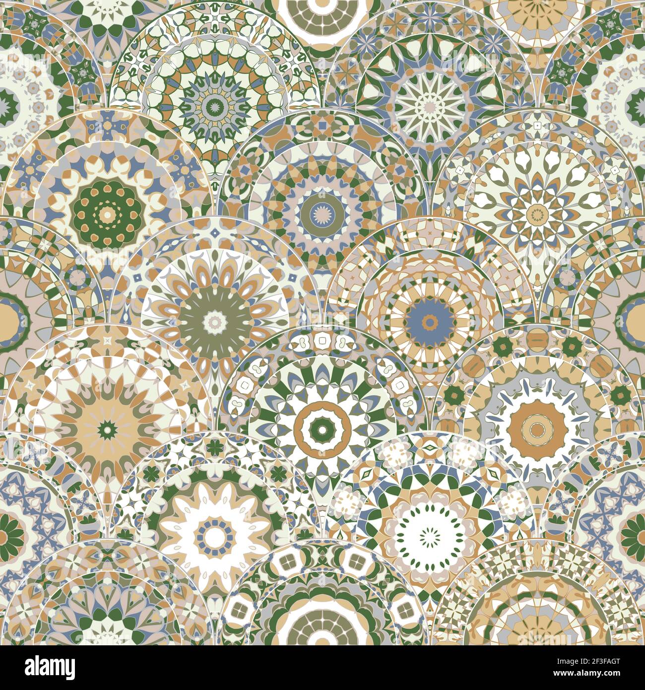 Motif lumineux sans couture avec des mandalas colorés de style oriental. Décoration multicolore arabe pour impression sur papier de minerai de tissu. Illustration de Vecteur