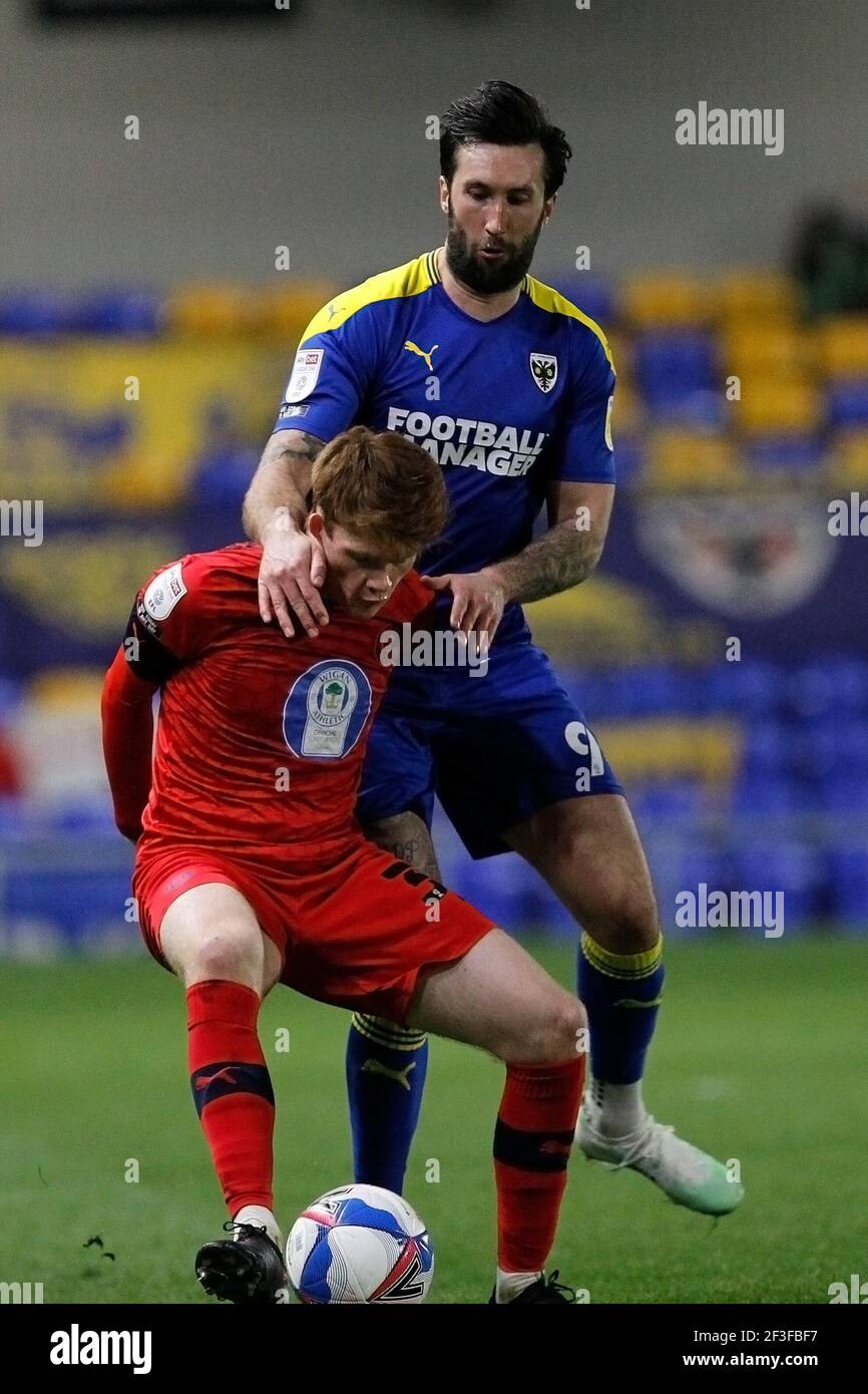Londres, Royaume-Uni. 16 mars 2021. Lors du match EFL Sky Bet League 1 entre AFC Wimbledon et Wigan Athletic à Plough Lane, Londres, Angleterre, le 16 mars 2021. Photo de Carlton Myrie. Utilisation éditoriale uniquement, licence requise pour une utilisation commerciale. Aucune utilisation dans les Paris, les jeux ou les publications d'un seul club/ligue/joueur. Crédit : UK Sports pics Ltd/Alay Live News Banque D'Images