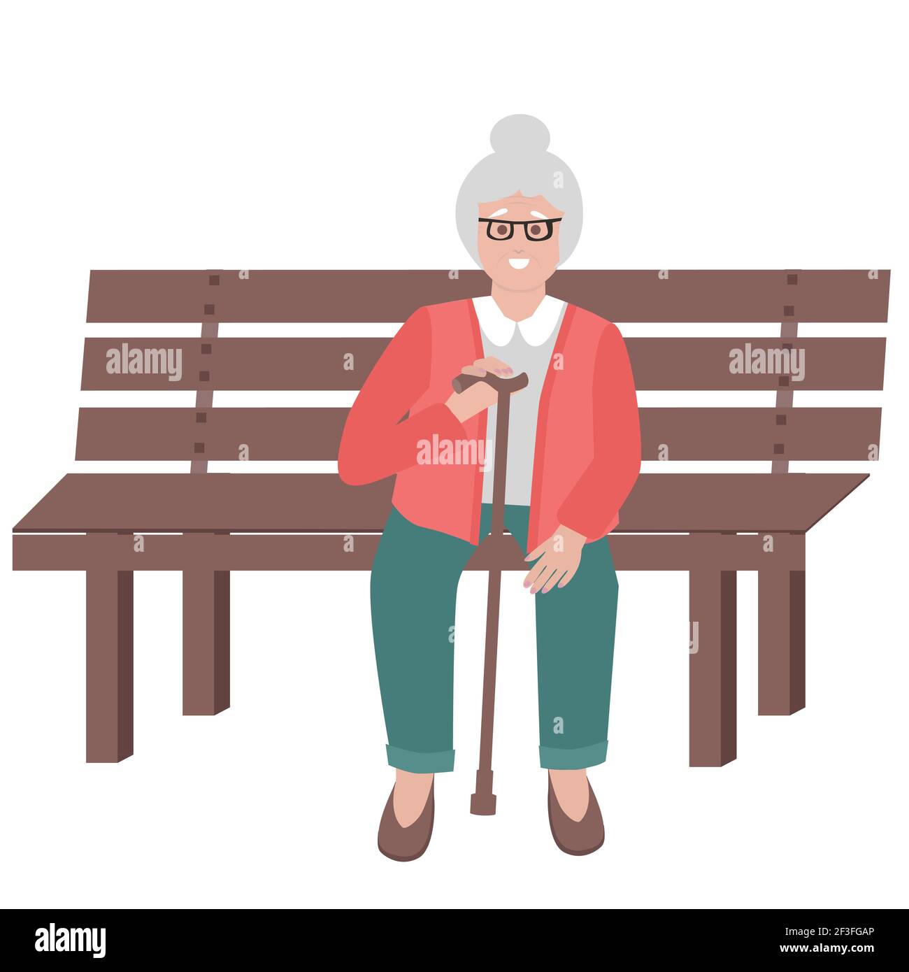 Une vieille dame souriante se vante de vêtements brillants. Look tendance moderne. Illustration vectorielle Illustration de Vecteur