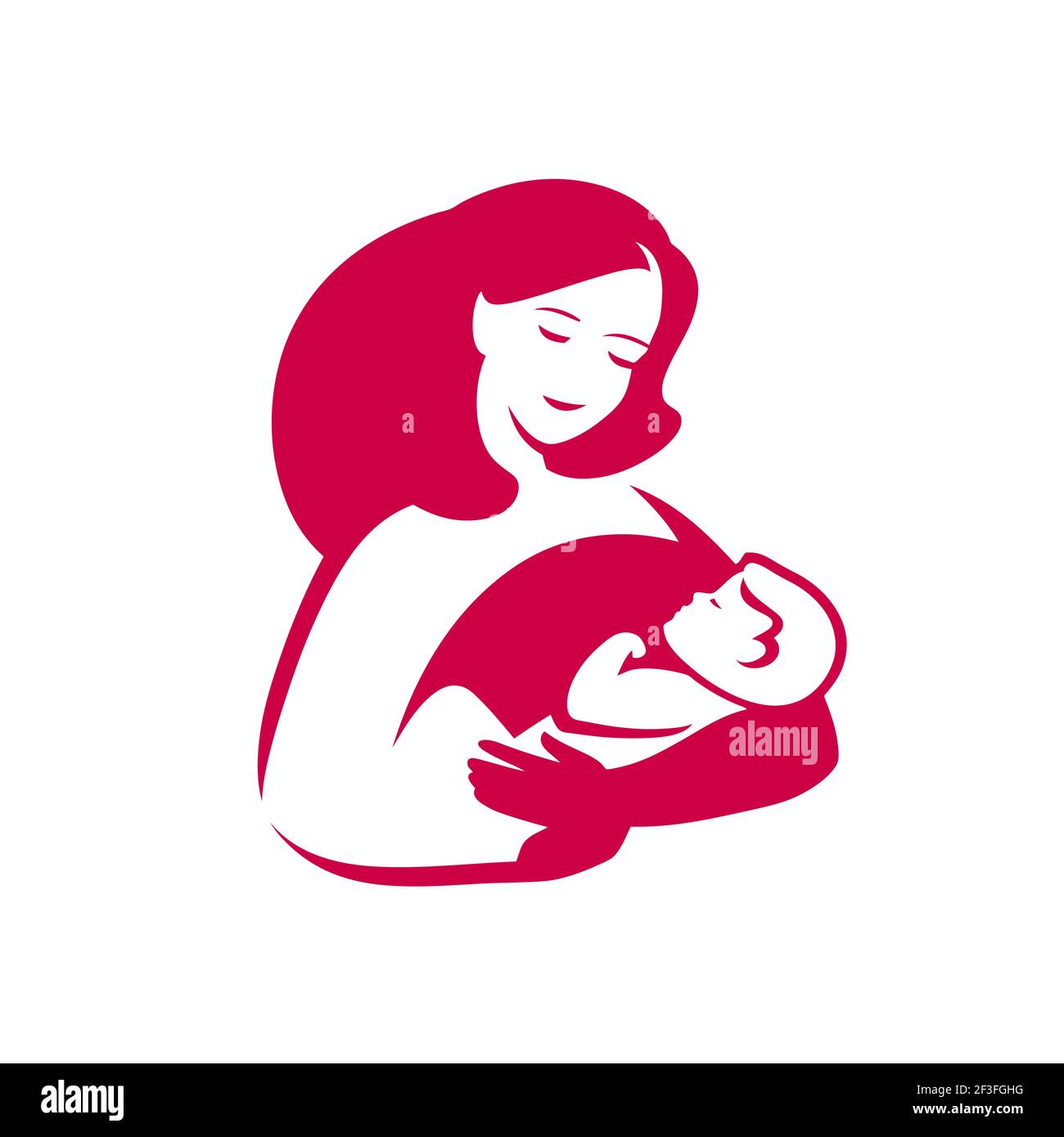 Maman câlins le logo bébé. Fête des mères, illustration vectorielle du symbole de maternité Illustration de Vecteur