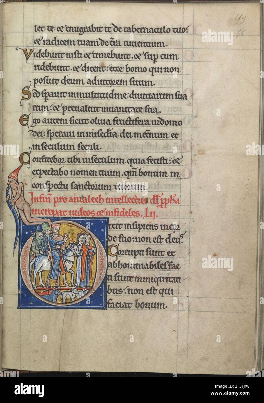 Psaume 52, Dixit insipiens dans le corde suo, non est Deus, David et Abigail - Psalter d'Eleanor d'Aquitaine (ca. 1185) - KB 76 F 13, folium 075r. Banque D'Images