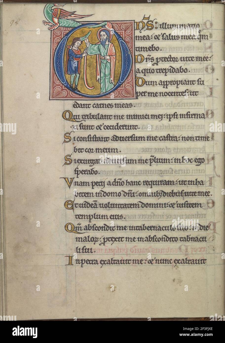 Psaume 26, Dominus, illuminatio mea, et salus mea quem timebo, Samuel Anoints David - Psalter d'Eleanor d'Aquitaine (ca. 1185) - KB 76 F 13, folium 049v. Banque D'Images