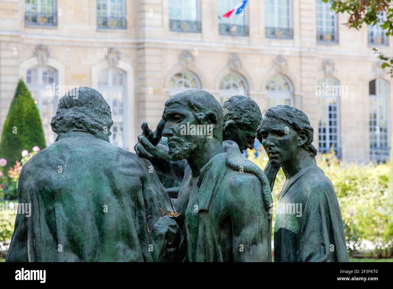 Copie en bronze des Bourgeois de Calais - les Burghers de Calais, sculpture poignante d'Auguste Rodin dans le jardin du Musée Rodin, Paris, Ile-de-France Banque D'Images