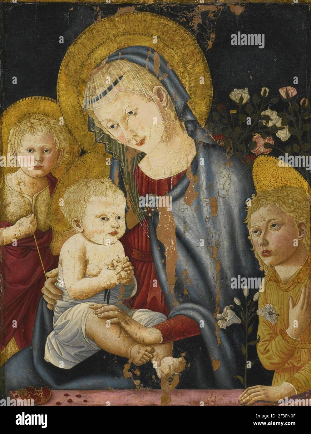 Pseudo Pier Francesco Fiorentino la Madonna et l'enfant avec le bébé Saint Jean le Baptiste et un Ange. Banque D'Images