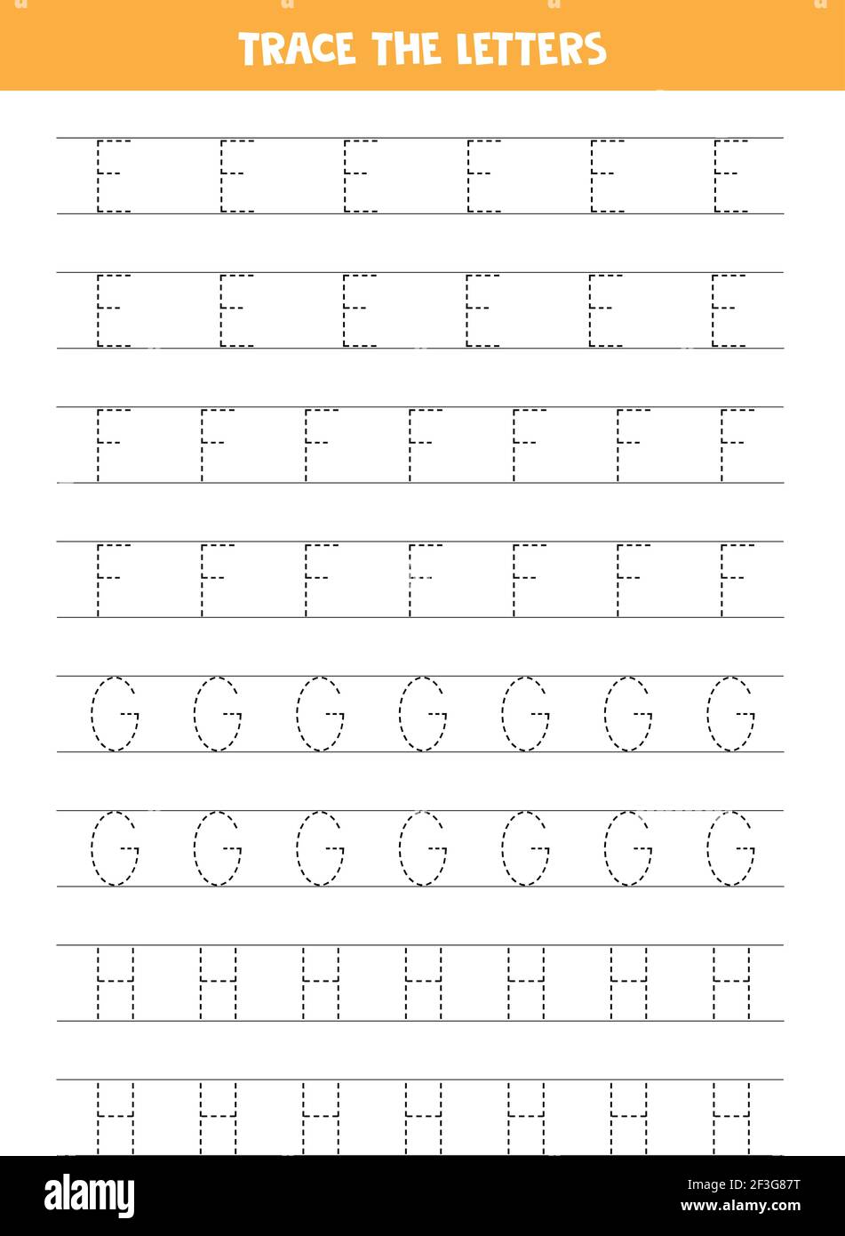Suivi des lettres de l'alphabet anglais. Pratique de l'écriture pour les enfants d'âge préscolaire. Illustration de Vecteur
