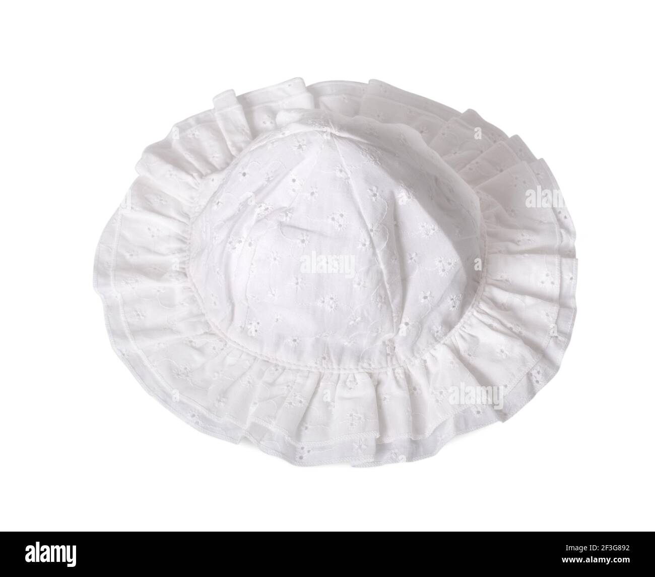 Chapeau panama en coton blanc pour filles. Isolé sur un fond blanc. Banque D'Images