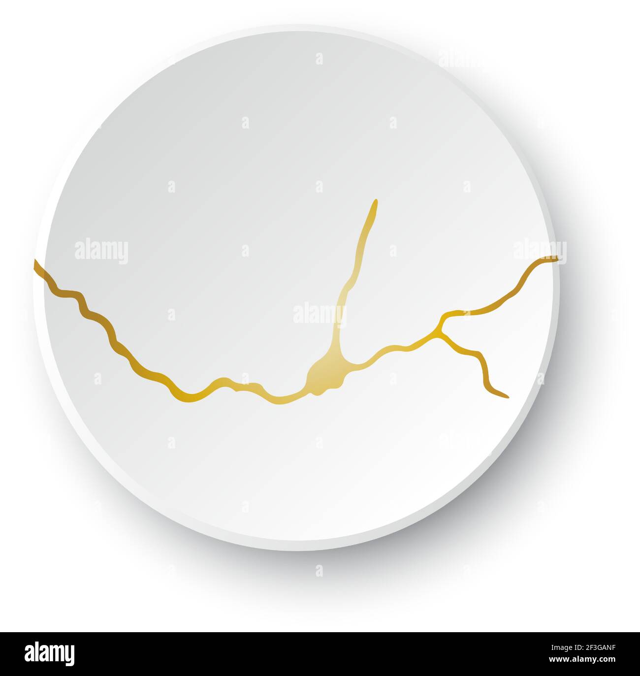 Fissure Kintsugi or. Effet cassé et craquelé, craquelure et texture endommagée. Les illustrations vectorielles peuvent être utilisées pour les décorations kintsugi, les arts muraux Illustration de Vecteur