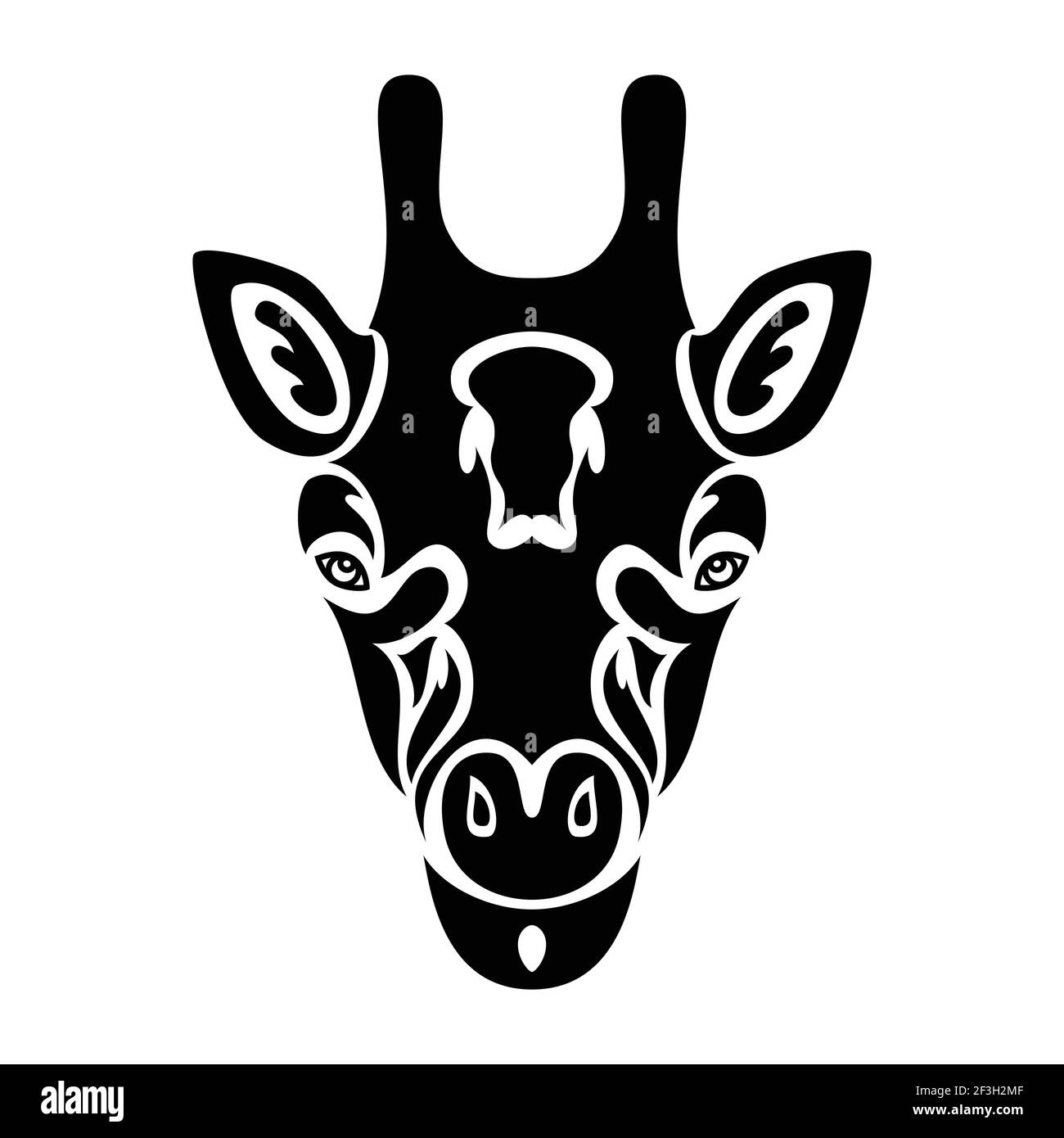 Portrait abstrait dessiné à la main d'une girafe pour tatouage, logo, décoration murale, motif T-shirt ou extérieur. Illustration vectorielle stylisée Illustration de Vecteur
