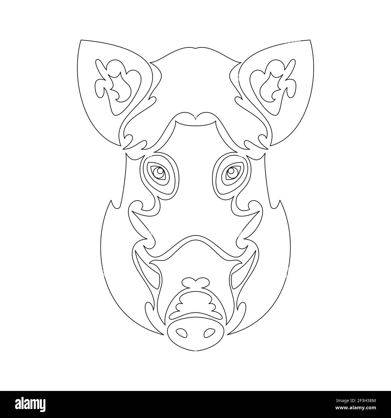 Portrait abstrait dessiné à la main d'un sanglier pour tatouage, logo, décoration murale, motif imprimé T-shirt ou extérieur. Illustration vectorielle stylisée sur fond blanc Illustration de Vecteur