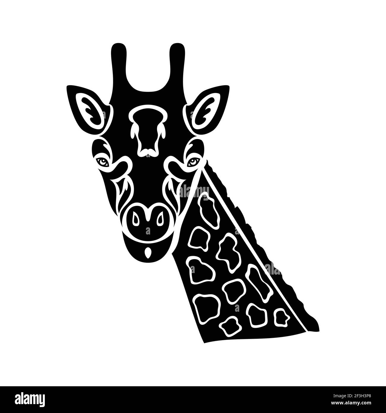 Portrait abstrait dessiné à la main d'une girafe pour tatouage, logo, décoration murale, motif T-shirt ou extérieur. Illustration vectorielle stylisée Illustration de Vecteur