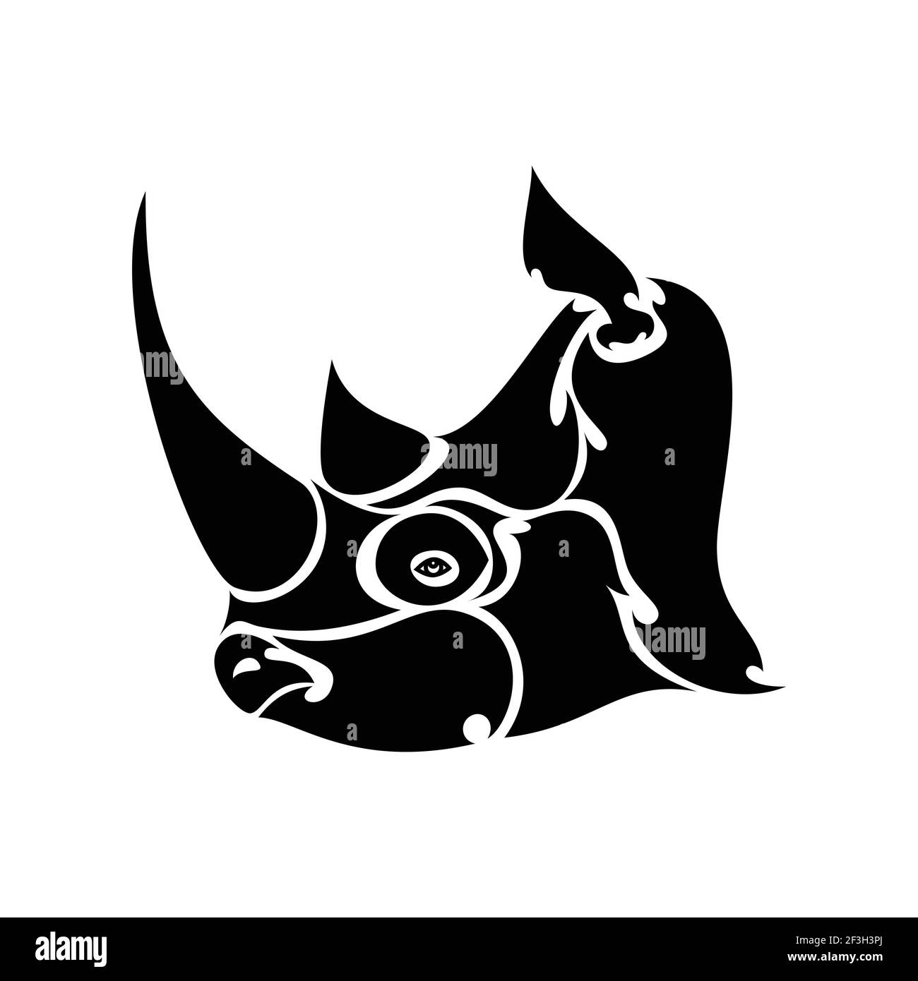 Portrait abstrait dessiné à la main d'un rhinocéros pour tatouage, logo, décoration murale, motif T-shirt ou extérieur. Illustration vectorielle stylisée Illustration de Vecteur