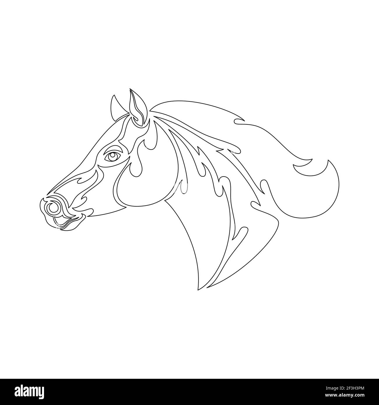 Portrait abstrait dessiné à la main d'un cheval pour tatouage, logo, décoration murale, motif T-shirt, extérieur. Illustration vectorielle stylisée sur fond blanc Illustration de Vecteur