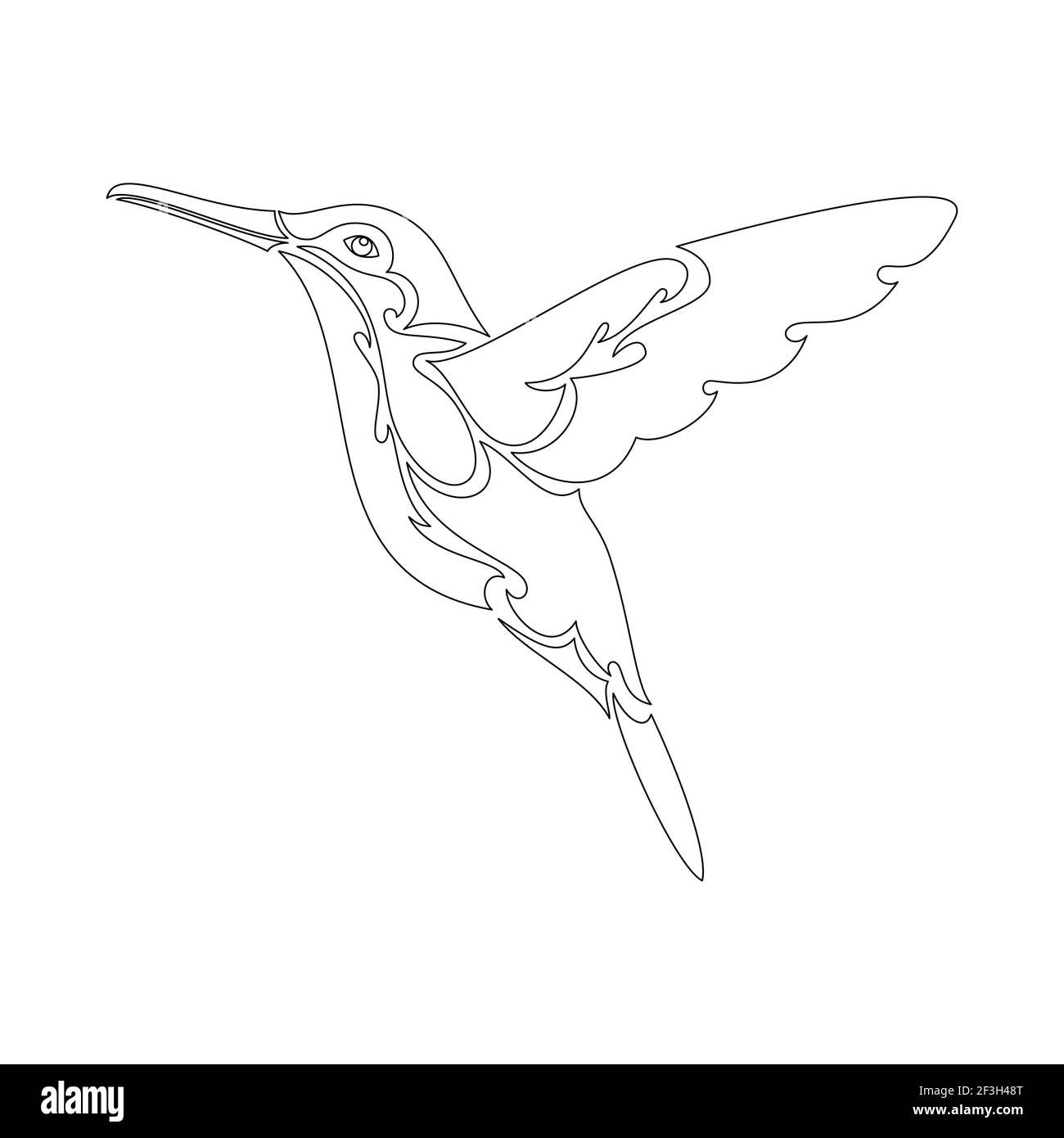 Portrait abstrait dessiné à la main d'un colibri pour tatouage, logo, décoration murale, motif T-shirt ou extérieur. Illustration vectorielle stylisée Illustration de Vecteur