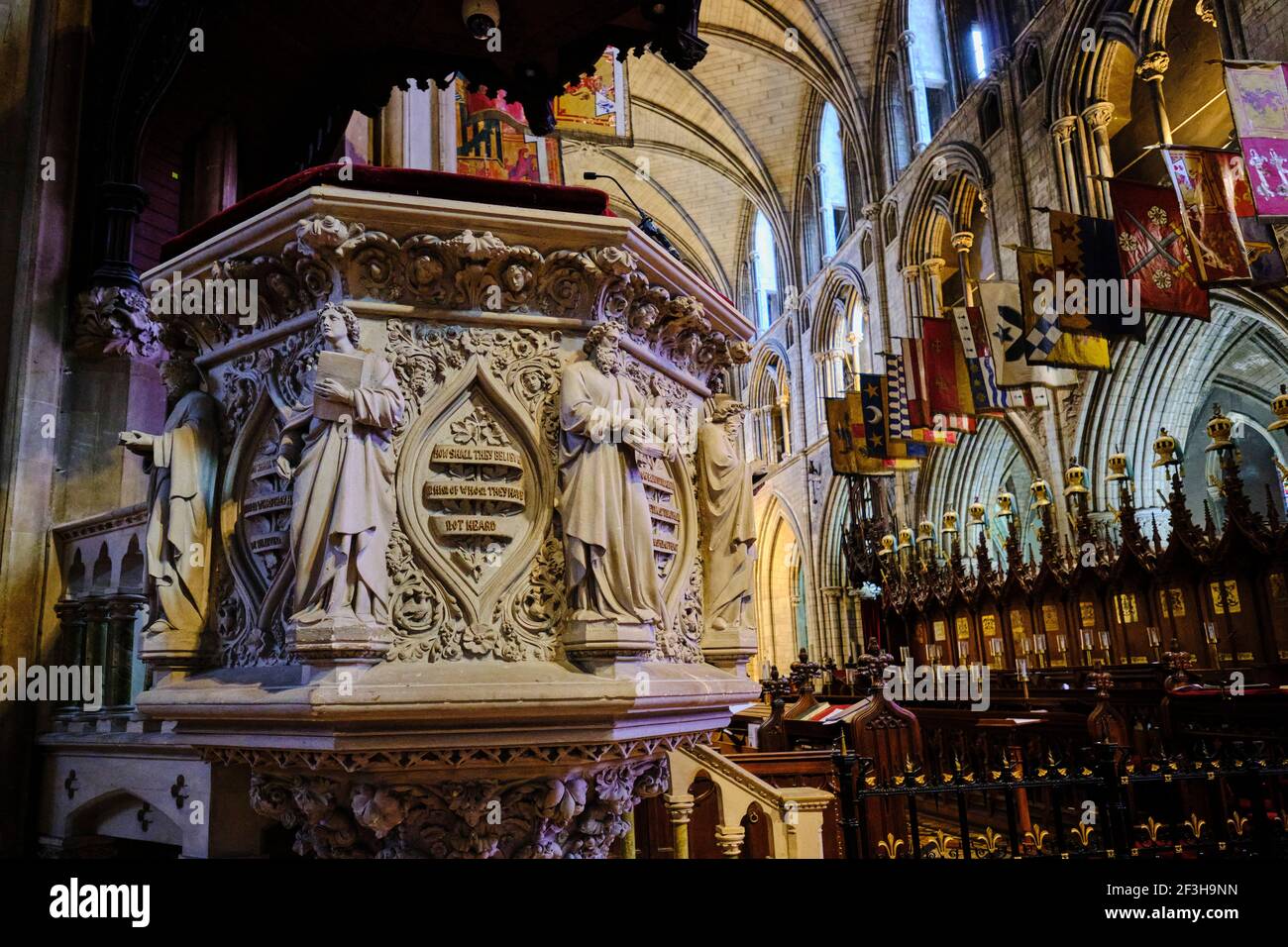 République d'Irlande; Dublin, église de la cathédrale St Patrick est une église nationale de la République d'Irlande, intérieur, le chœur Banque D'Images