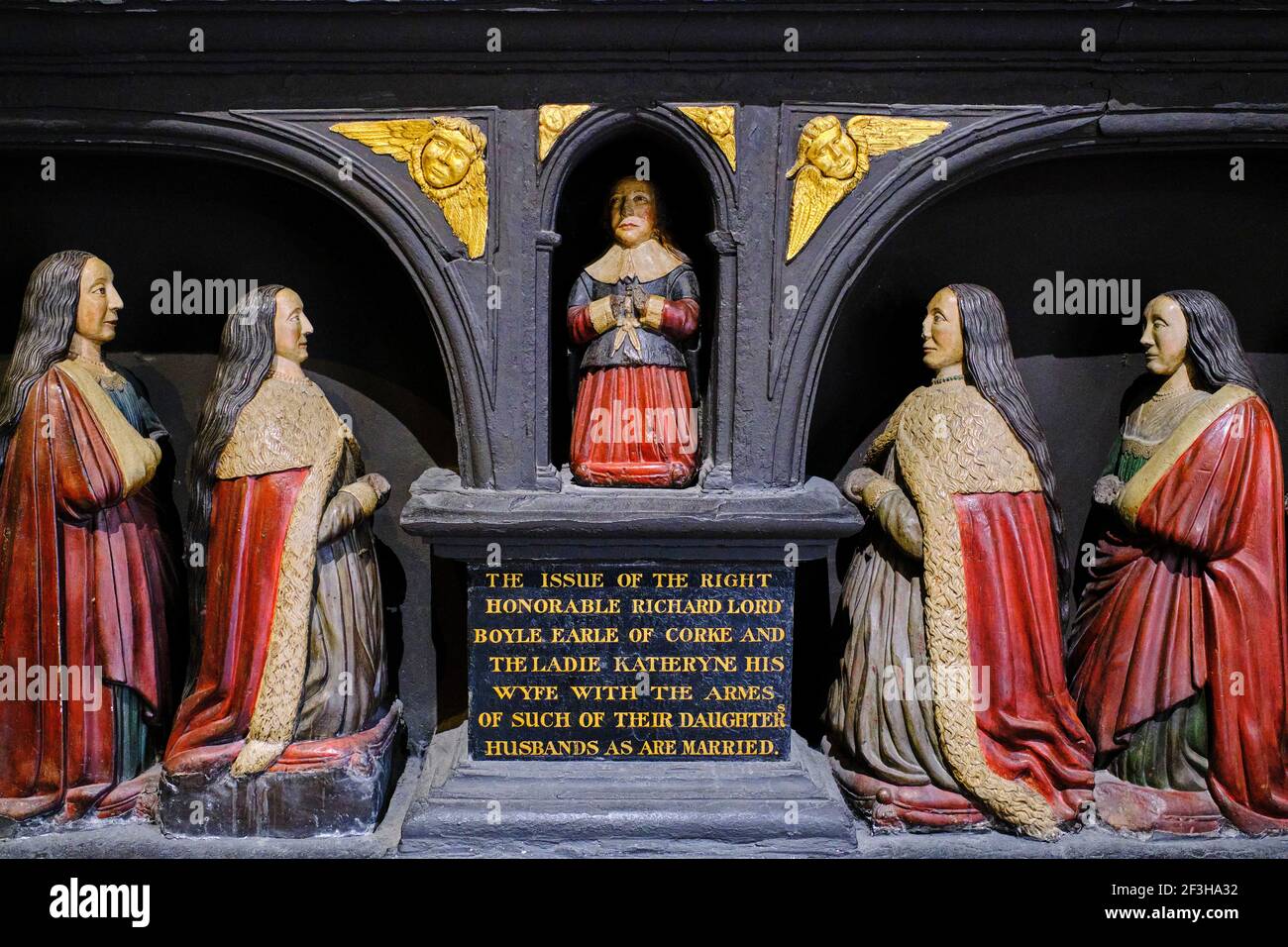 République d'Irlande; Dublin, église de la cathédrale St Patrick est une église nationale de la République d'Irlande, tombe de la famille de Bowle datant de 1632 Banque D'Images