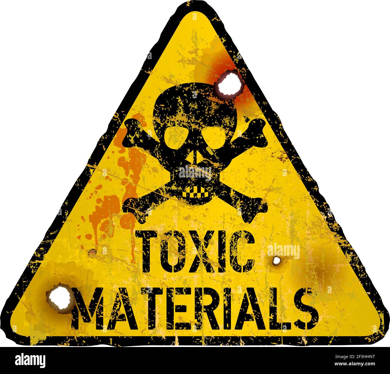 Signe d'avertissement de matières toxiques avec crâne et os, grungie et affligé, illustration vectorielle Illustration de Vecteur