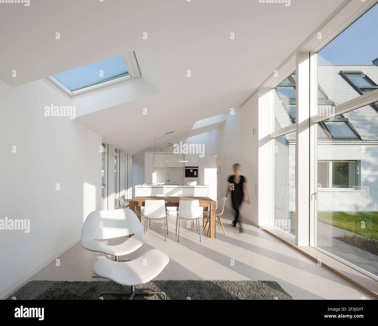 Vue de l'intérieur de Licht, Activ Haus, salon et salle à manger, Hambourg Banque D'Images