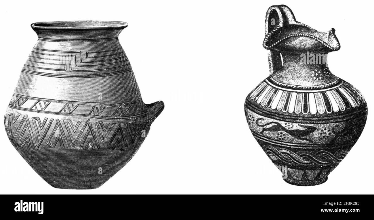 Poterie étrusque de début et de milieu de période. Banque D'Images