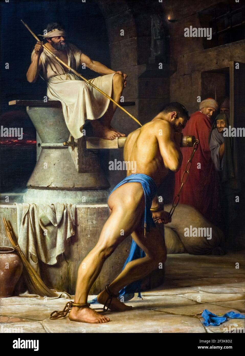 Samson et les Philistins, peinture de Carl Heinrich Bloch 1863 Banque D'Images