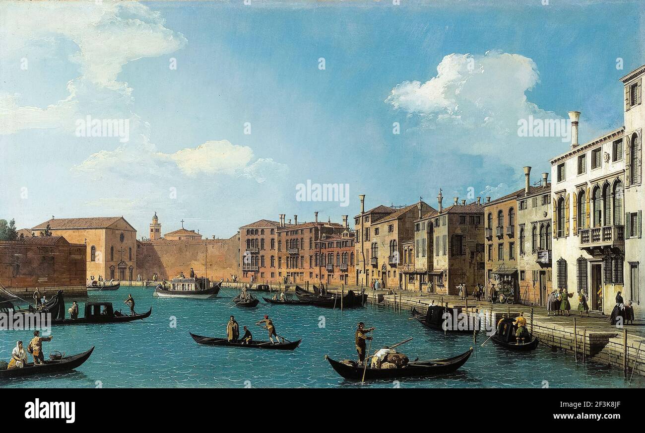 Canaletto, vue sur le canal de Santa Chiara, Venise, peinture de paysage, vers 1730 Banque D'Images