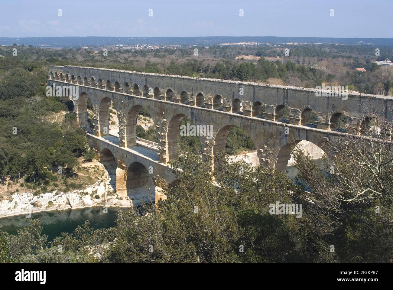 Pont du Gard, aqueduc romain du 1er siècle, près de vers, Gard, France | AUCUN | Banque D'Images