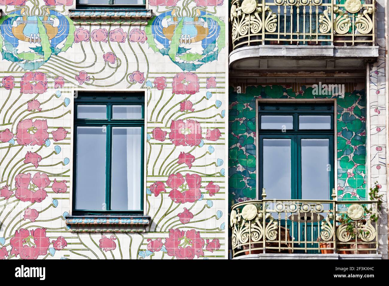 Façade de la Maison Jugendstil Majolikahaus (majolica) au n° 40 Linke Wienzeile (1899), Vienne, Autriche Banque D'Images