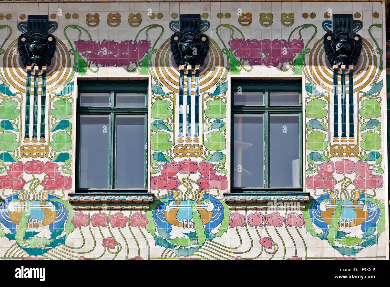 Façade de Majolikahaus majolique) chambre (au n°40 Linke Wienzeile (1899), Vienne, Autriche Banque D'Images