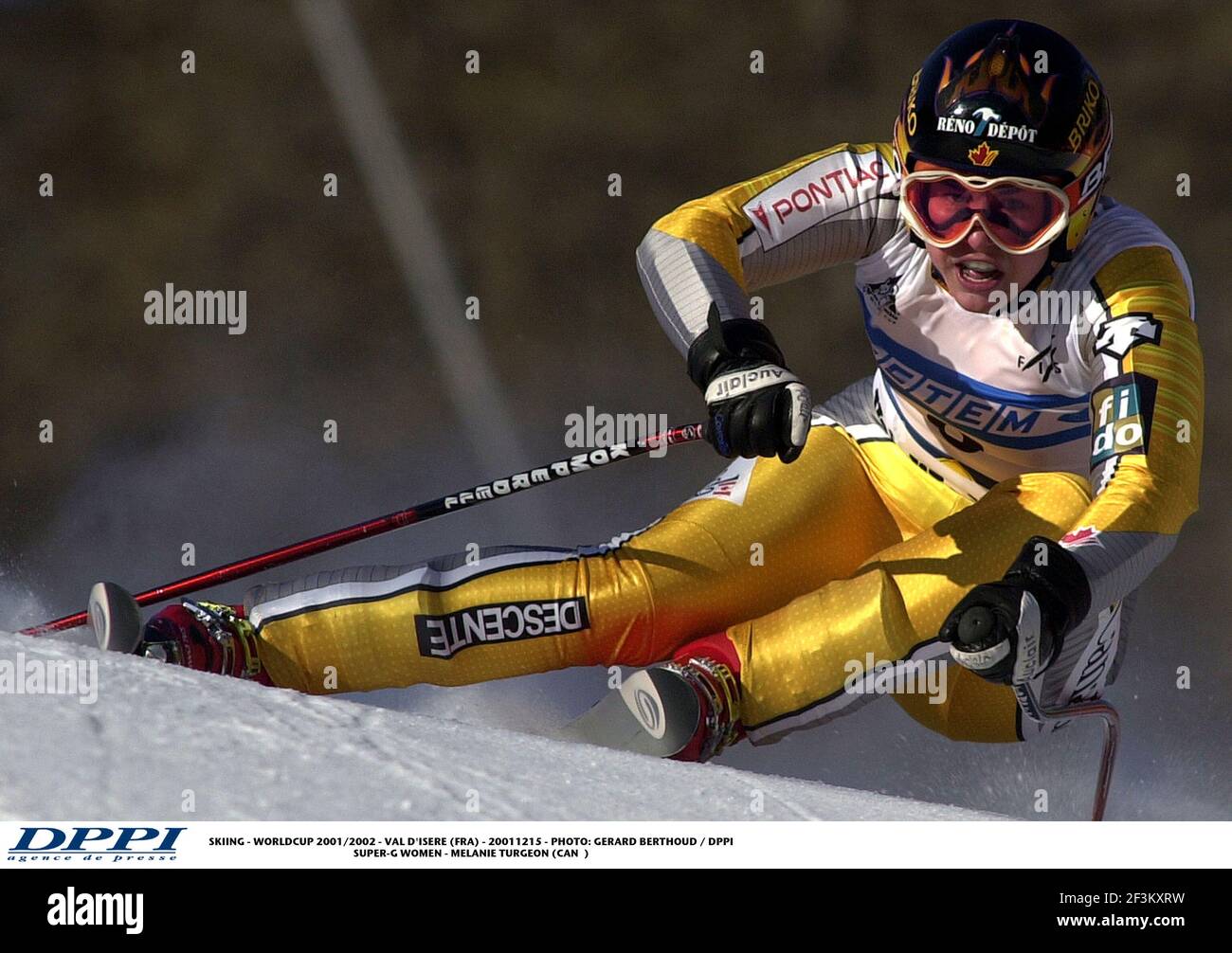 SKI - WORLDCUP 2001/2002 - VAL D'ISÈRE (FRA) - 20011215 - PHOTO: GERARD BERTHOUD / DPPI SUPER-G FEMMES - MELANIE TURGEON (CAN) Banque D'Images