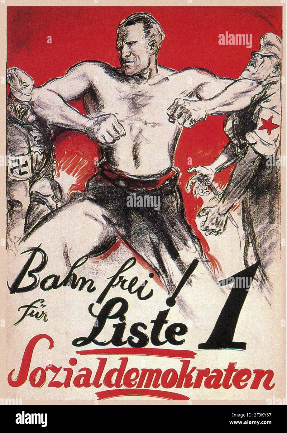 Affiche de propagande allemande vintage. Votez sociaux-démocrates. Allemagne, années 1930 Banque D'Images