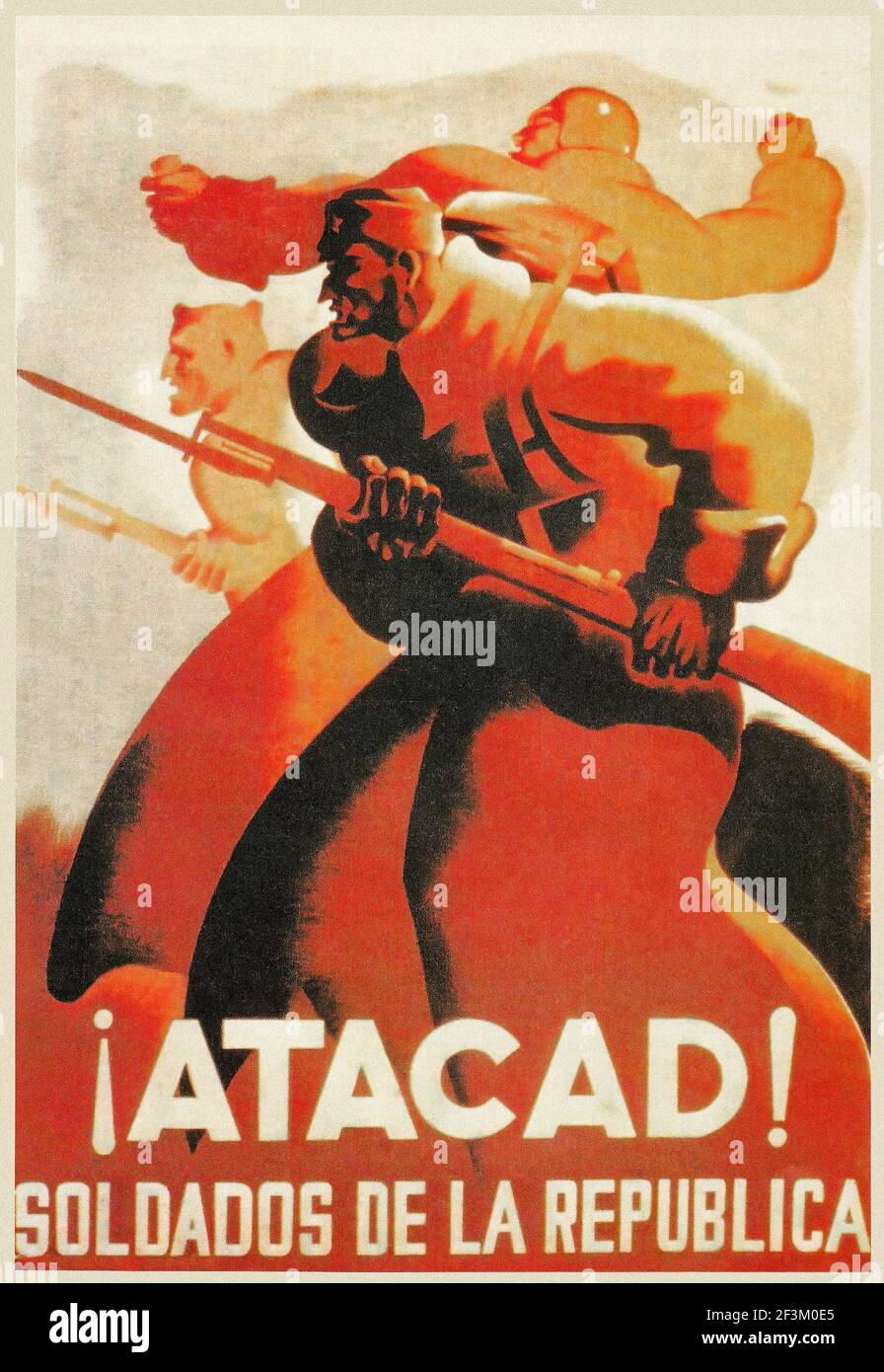 Affiche de propagande espagnole de la guerre de Sécession. 1936-1939 Banque D'Images