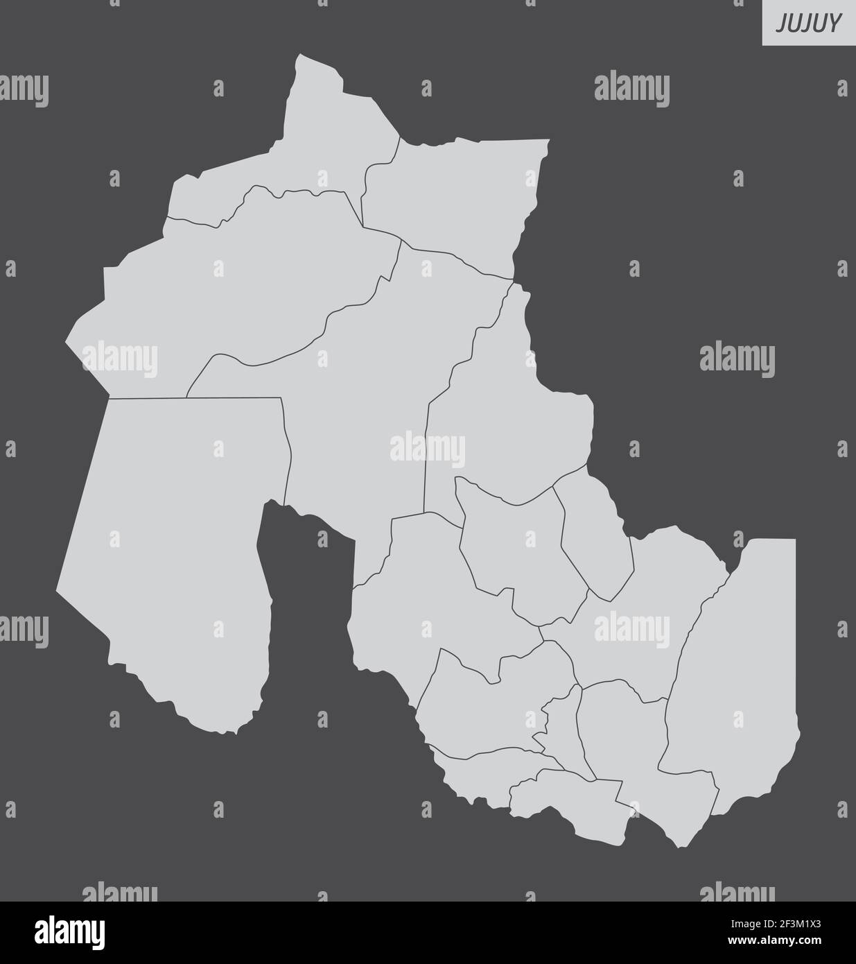La carte isolée de la province de Jujuy est divisée en départements, Argentine Illustration de Vecteur