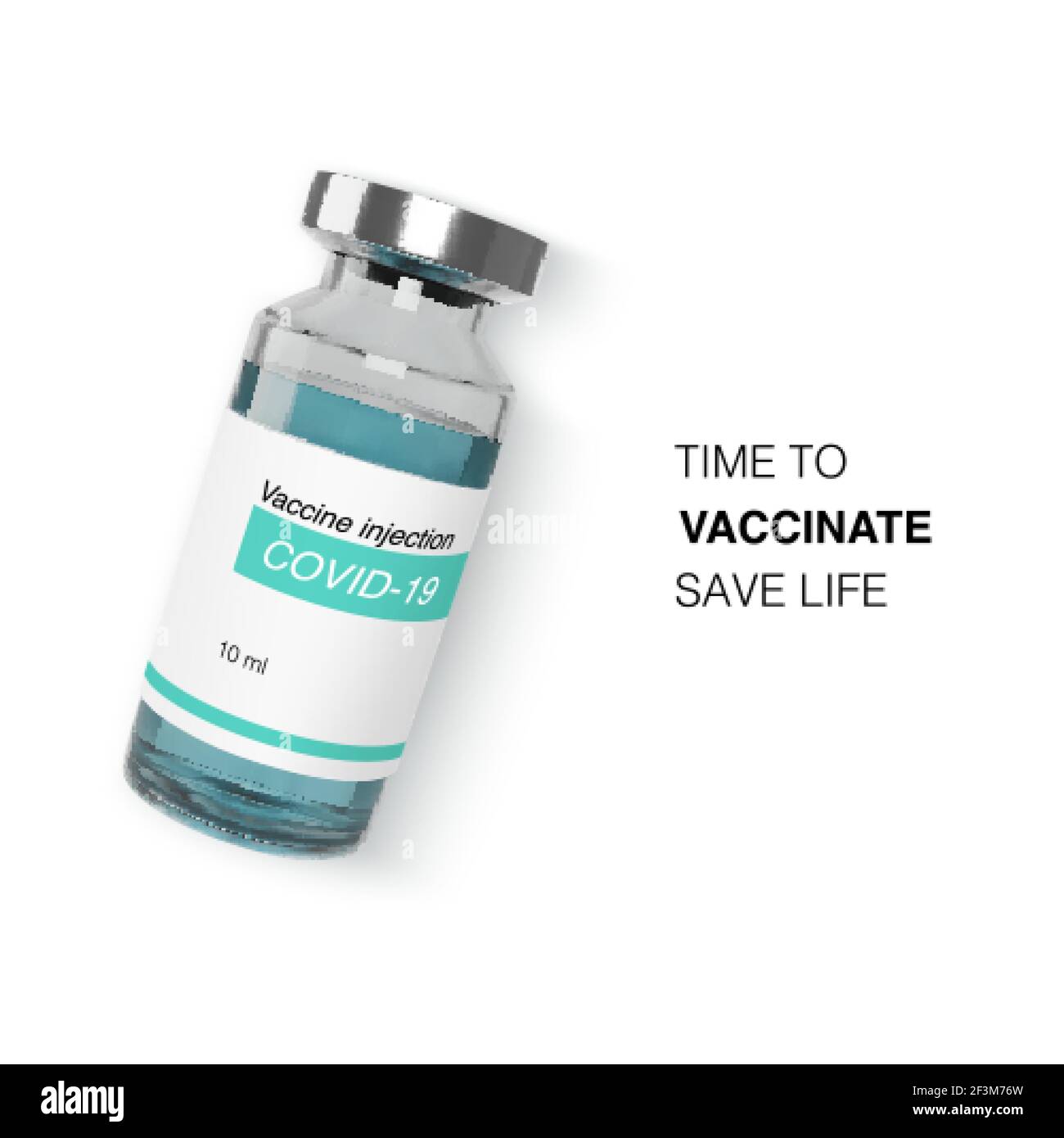 Vaccin en flacon de verre bannière web réaliste. Protection contre le virus covid-19. Vecteur Illustration de Vecteur
