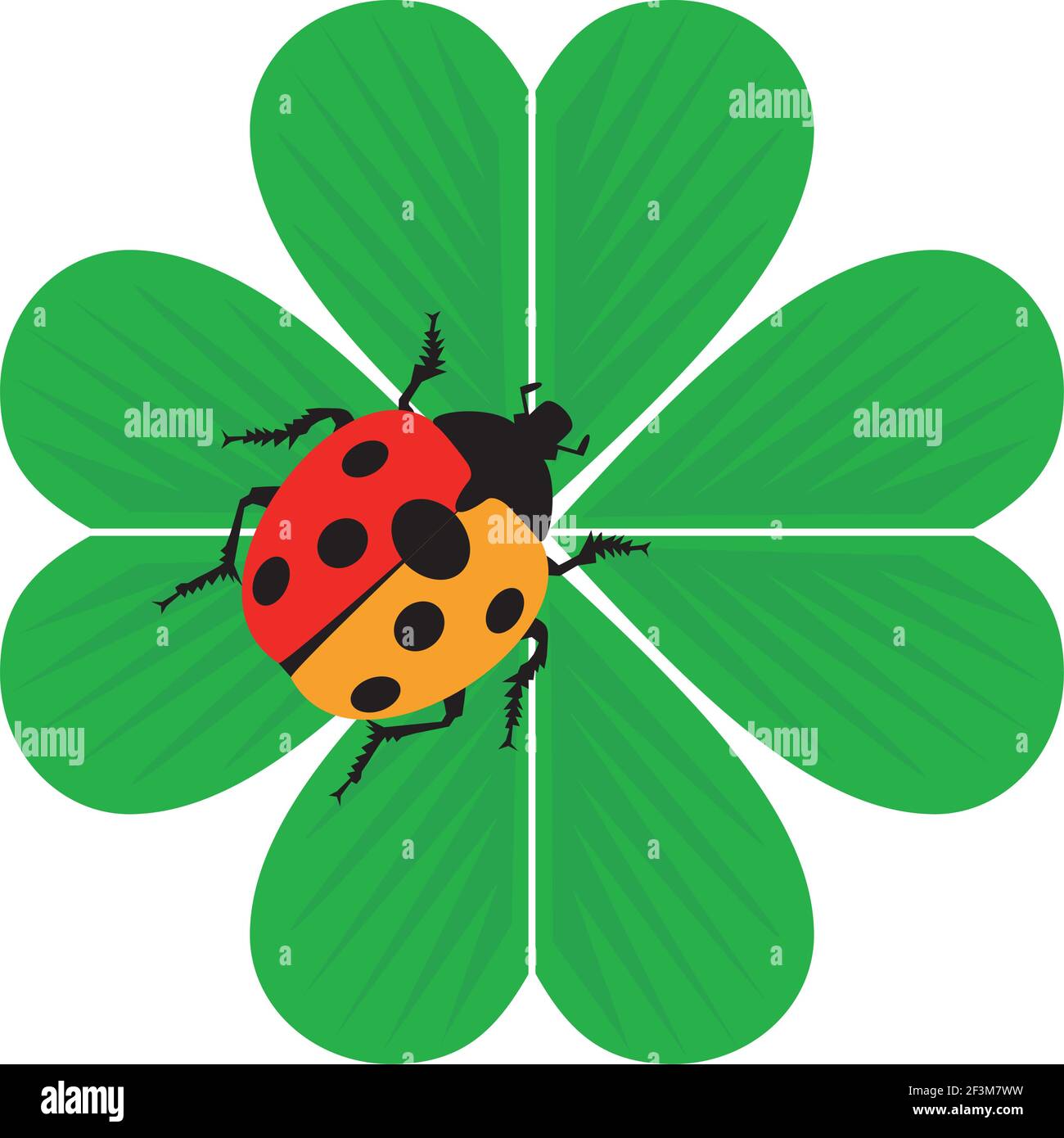 Ladybird sur un trèfle Illustration de Vecteur