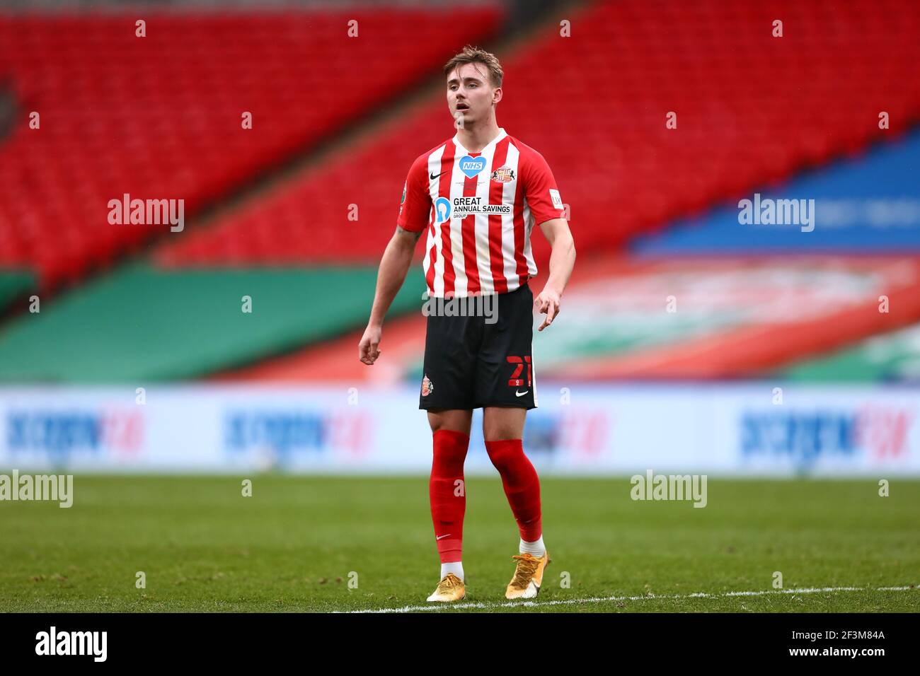 Jack Diamond of Sunderland - Sunderland contre Tranmere Rovers, finale du Trophée EFL Papa John's, stade Wembley, Londres - 14 mars 2021 usage éditorial exclusif Banque D'Images
