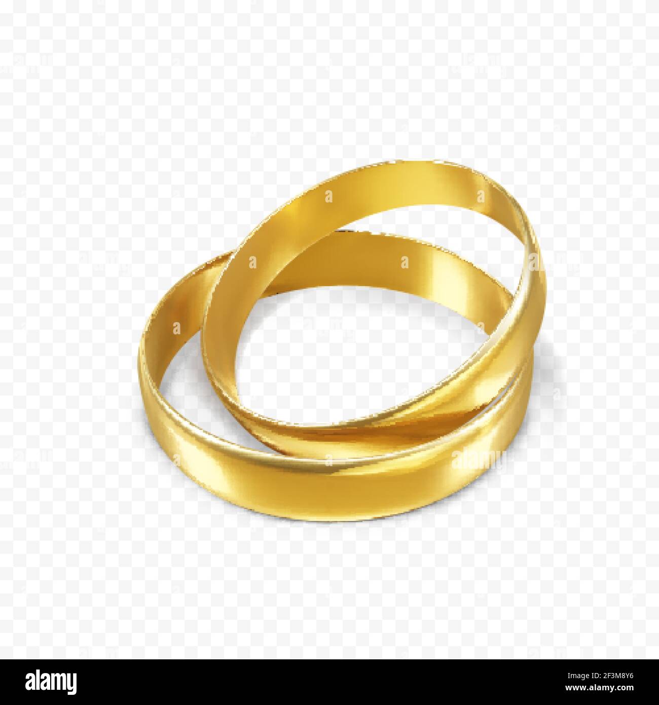 Couple d'anneaux dorés brillants. Symbole de l'amour et du mariage. Illustration vectorielle Illustration de Vecteur