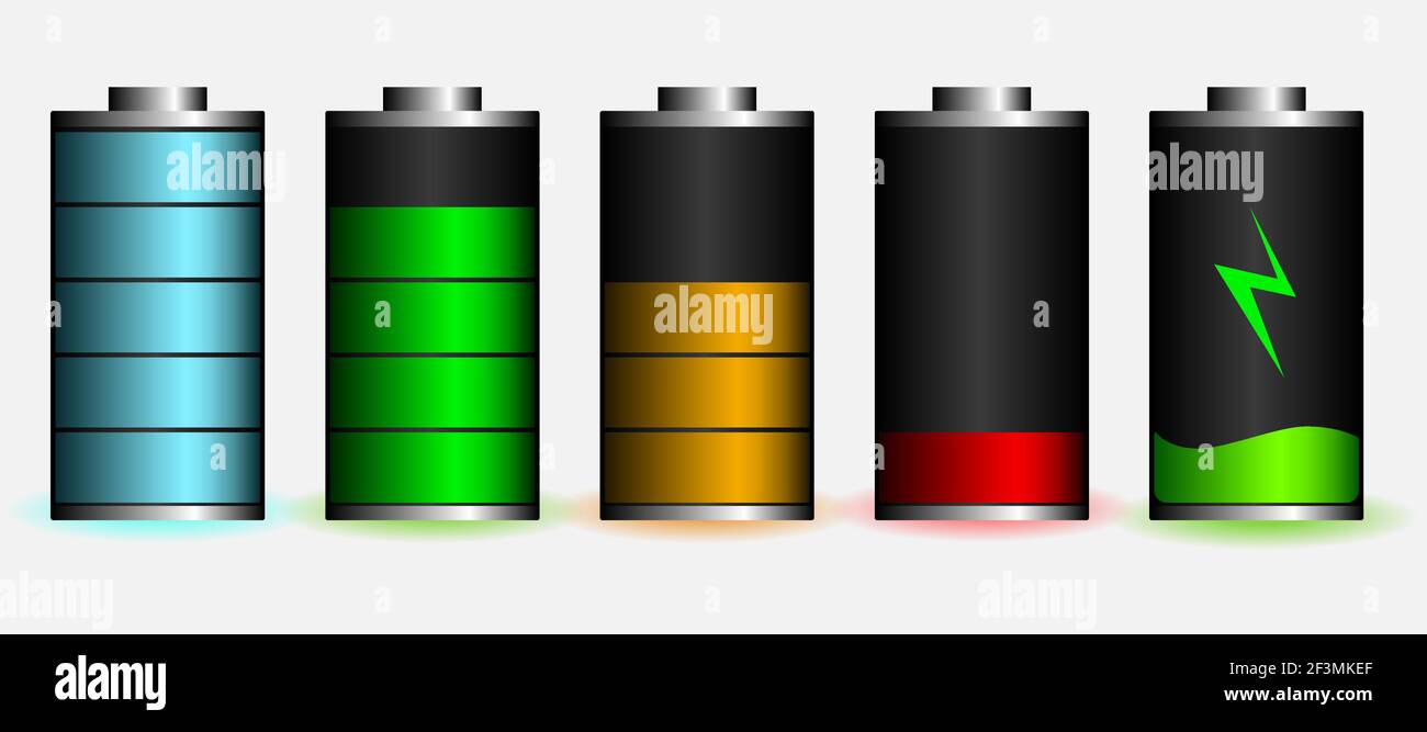 Batterie complètement chargée et déchargée smartphone - vector infographic. Isolé sur fond blanc Illustration de Vecteur
