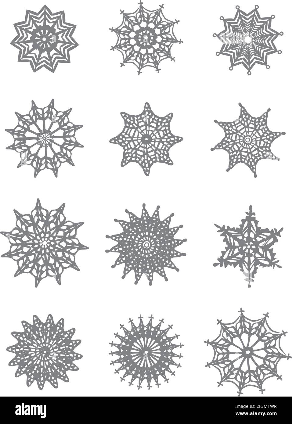 Ensemble de flocons de neige et d'étoiles.Illustration vectorielle. Illustration de Vecteur