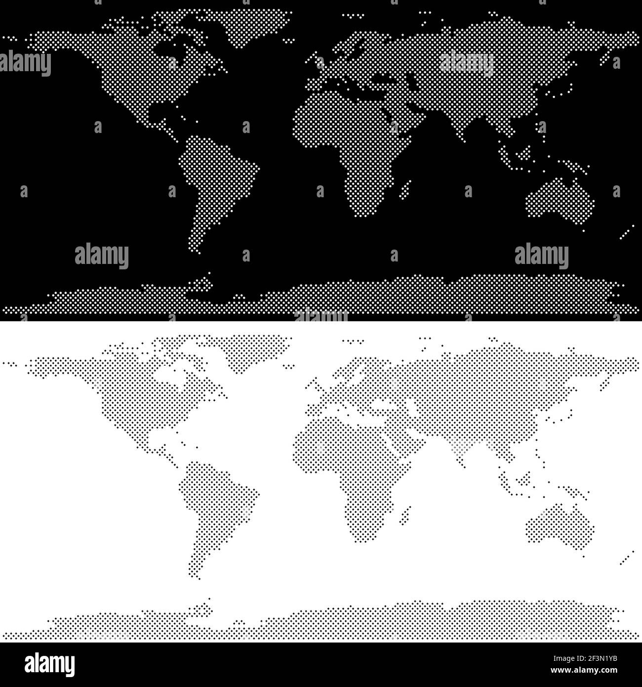 World Map vector design, représentation faite de cercles et de carrés, en noir et blanc Illustration de Vecteur