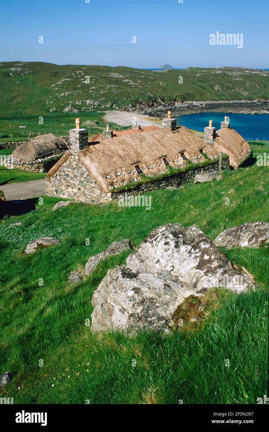 Le Garenin Blackhouse Village sur l'île de Lewis en Écosse Banque D'Images