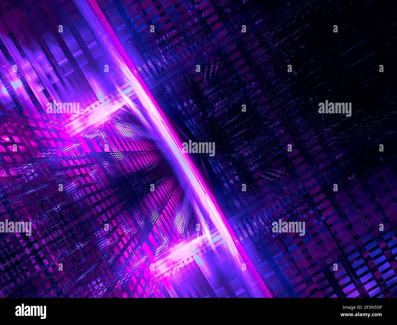 Arrière-plan abstrait lumineux au néon avec effet perspective - illustration 3d Banque D'Images