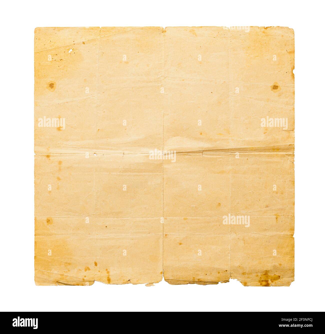 Texture du papier brun ancien avec plis et découpe des bords endommagés. Banque D'Images