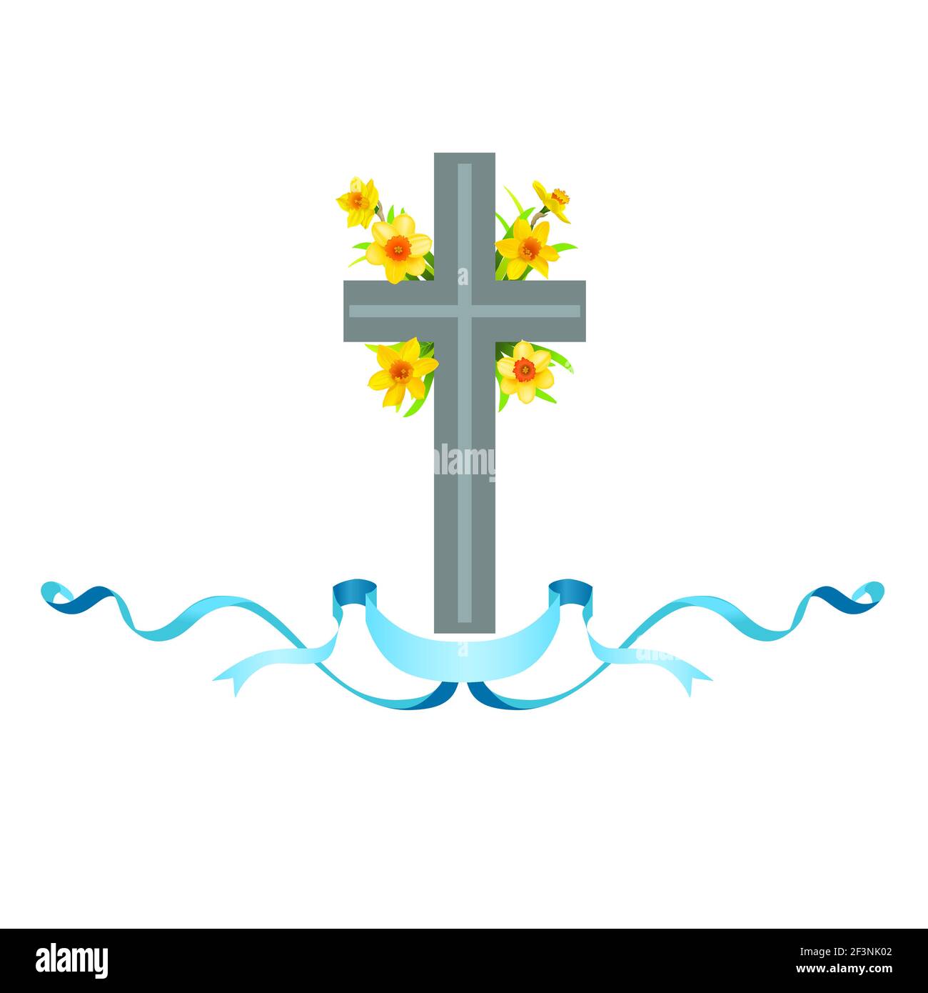 Icône de croix avec fleurs de printemps. Illustration de Vecteur