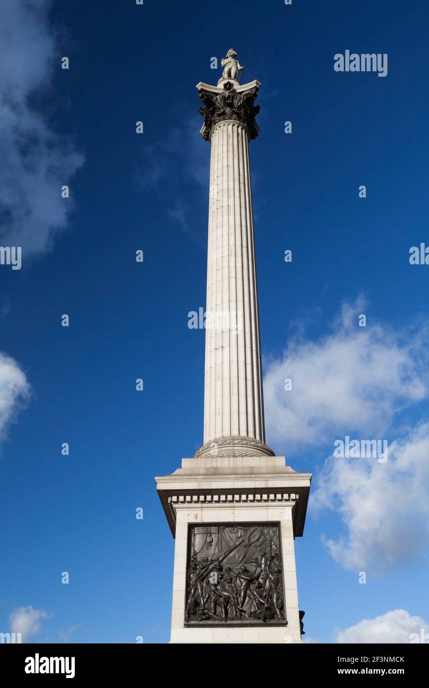 Colonne de Nelson, Trafalgar Square, Londres, WC2. Banque D'Images