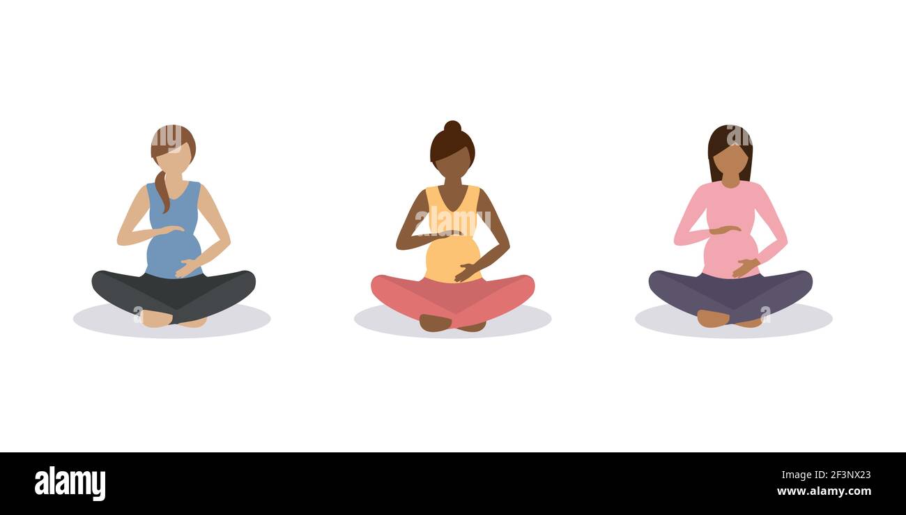 yoga pour les femmes enceintes ensemble sain de style de vie Illustration de Vecteur