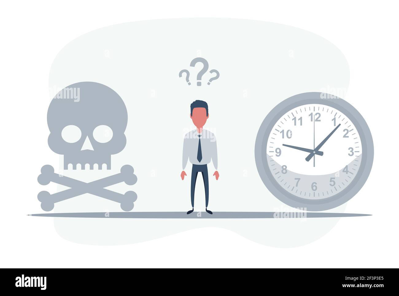 Crâne avec réveil, concept d'affaires à travailler à la mort Illustration de Vecteur